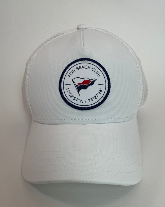 Fish Beach Club White Trucker Hat