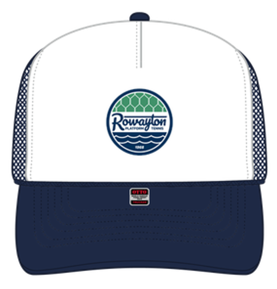 OTTO CAP 5 Panel Mid Profile Mesh Back Trucker Hat - Navy / White
